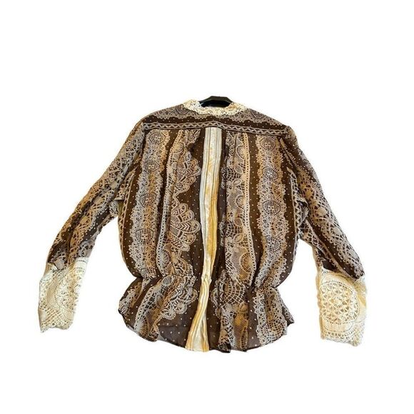 Sportmax Women’s Brown Lace Neckline Sleeves Fancy Blouse Top Size 8 Business - Picture 7 of 7
